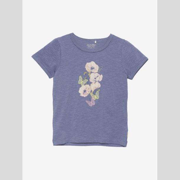 Minymo - T-Shirt lilla m/blomst